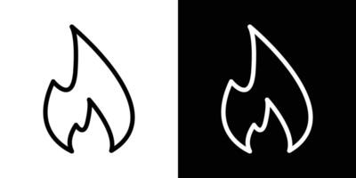 Fire icons set in stroke line style vector
