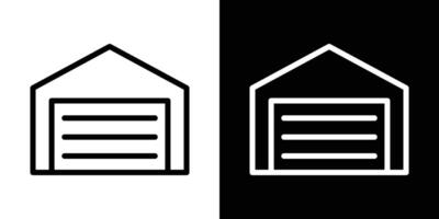 Garage icons set in stroke line style vector