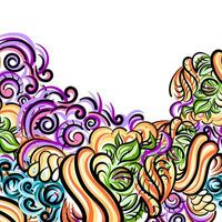Colorful abstract hand-drawn pattern, floral, doodles. vector