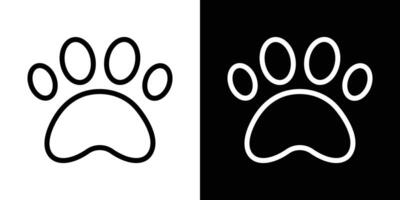 Paw icons set in stroke line style vector