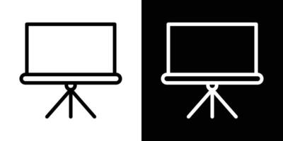 Presentation screen icons set in stroke line style vector