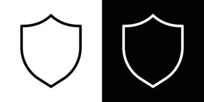 Shield icons set in stroke line style vector