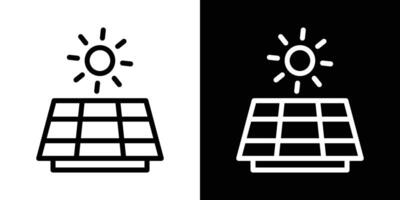Solar panel icons set in stroke line style vector