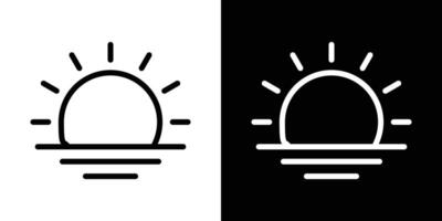Sunrise icons set in stroke line style vector