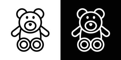 Teddy bear icons set in stroke line style vector