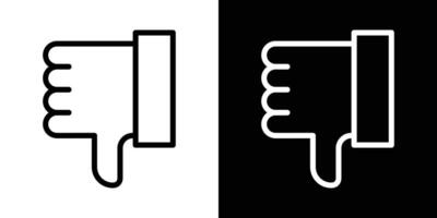 Thumbs down icons set in stroke line style vector