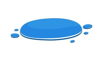 Water puddle cartoon illustration isolated on white. Blue water blob vector