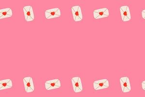 Cute retro pink love letters seamless border. Perfect for Valentine's Day designs, template, romantic themed products. Ideal for digital and print use. vector