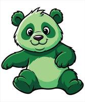 Cute Green Panda Cartoon Character vector