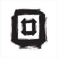 Bold black brush strokes form a square within a larger square vector