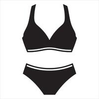 Simple black bikini set with white trim for women vector