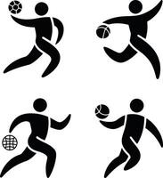 Athletic Silhouette Icon Set with Sports Balls vector