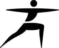 Minimalist Yoga Pose Silhouette in Warrior Stance vector