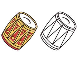 Colorful illustration of a musical drum with decorative patterns and line art version vector