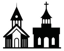 Silhouette illustration of two churches isolated on a white background for spiritual themes and faith concepts vector
