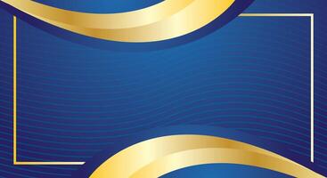 Abstract golden lines curved wavy luxury style on modern blue certificate background vector