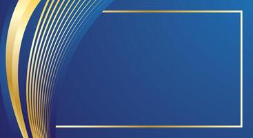 Luxury blue certificate design background with golden abstract curved lines vector