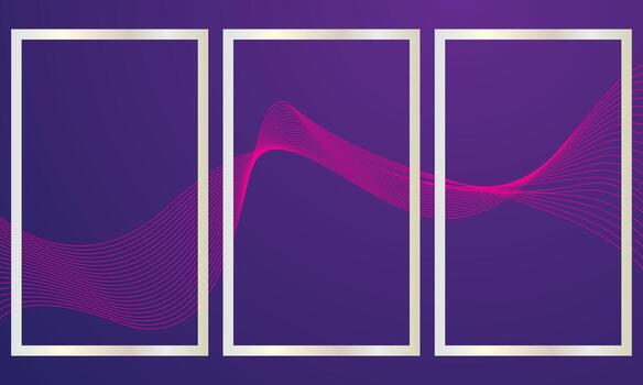 Purple wave particle background gradient with frame vector