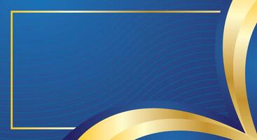 Golden lines curved wavy luxury style on modern blue certificate background vector