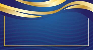 Abstract wavy gold lines luxury style on modern blue certificate background vector
