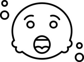 Anguished Outline Style Icon vector