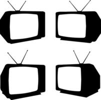Retro televisions with blank screens and antennas displayed vector