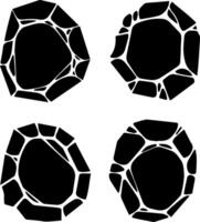 Four abstract black geometric shapes with white outlines on white background vector