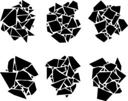 Six abstract black geometric shapes on a white background vector