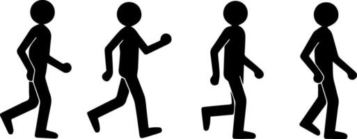 Silhouetted figures depicting different stages of human motion vector