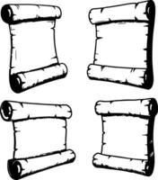 Four hand drawn vintage parchment scrolls ready for text and design vector