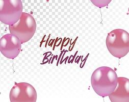 Pink birthday balloons with text vector