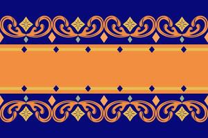 Creative Scroll Ornament Geometric Royal Beautiful Design Frame and Border with Orange Gold Deep Blue. Classic Flourish Ethnic Delicate Folk Medieval Inspired for Ceramic Banner Garment Handkerchief vector