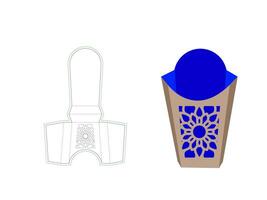 Mandala Laser Cut in French Fry Box Template vector