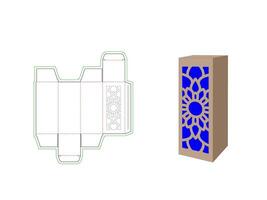Gift Box Dieline Template With Mandala Pattern Laser Cut vector