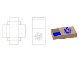 Customized Match Box Dieline Template with Mandala Pattern Laser cut vector