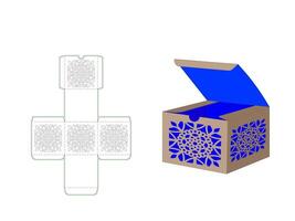 Custom Gift Box Dieline Template in Mandala Laser cut vector
