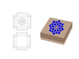Greeting Card Box Dieline Template with Mandala Pattern Laser cut vector