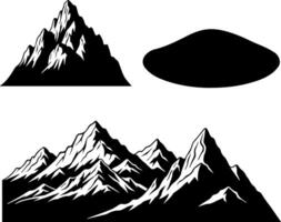 Stylized black and white mountain silhouettes for design projects vector