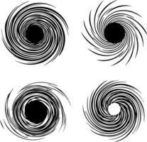 Four abstract swirling vortex designs with dark centers on white background vector