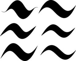 Six black curved brush strokes on a white background abstract design vector