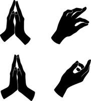 Four silhouetted hands displaying different gestures and poses vector