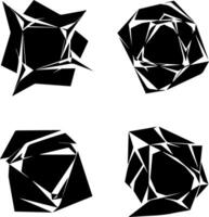 Four abstract geometric black shapes with sharp edges on white background vector