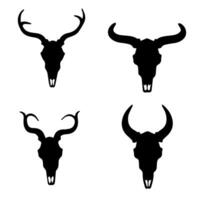 Animal skulls with distinctive horns on white background vector