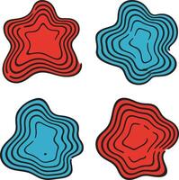 Abstract organic shapes with wavy contour lines in red and blue vector