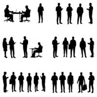 Diverse silhouettes of people engaged in various business and social activities vector