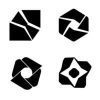 Abstract black geometric shapes arranged in a grid with unique designs.jpg vector