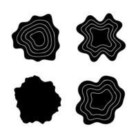 Abstract organic shapes with contour lines and solid forms on white background vector