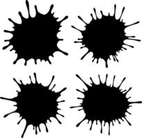 Four black ink splatter designs with jagged edges on a white background vector