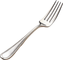 Elegant chrome fork with four sharp prongs png