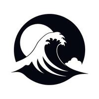 Japanese Wave Silhouette Line Art vector